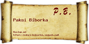 Paksi Bíborka névjegykártya